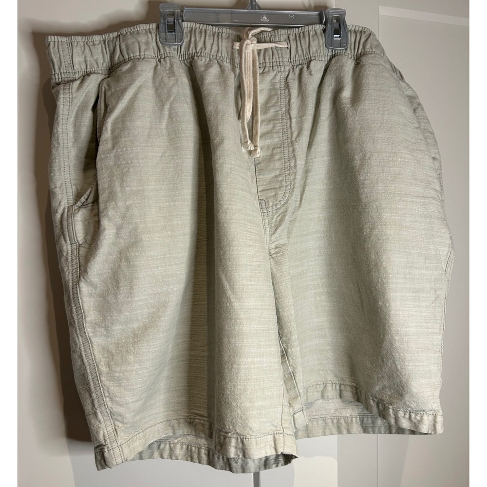 St Johns Bay Mens 3XL Tall Khaki Cotton Slub‎ Drawstring Elastic Waist Shorts
